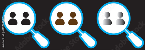 hiring icon set. Search job icon. vacancy sign. search people. Person avatar. Search profile icon. Human resources concept
