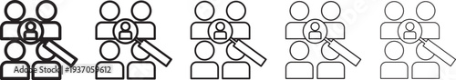 hiring icon set. Search job icon. vacancy sign. search people. Person avatar. Search profile icon. Human resources concept
