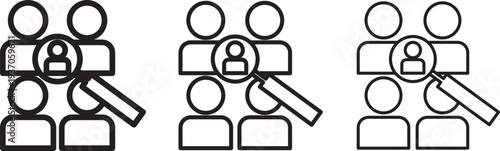 hiring icon set. Search job icon. vacancy sign. search people. Person avatar. Search profile icon. Human resources concept
