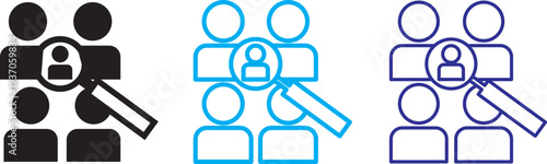 hiring icon set. Search job icon. vacancy sign. search people. Person avatar. Search profile icon. Human resources concept
