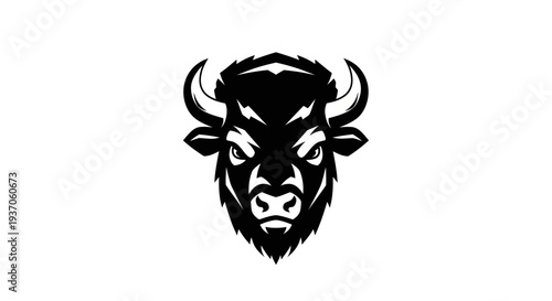 Bison head illustration on white background