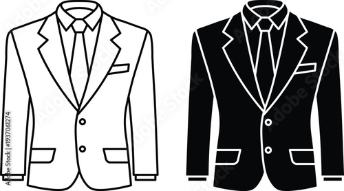 Vector icon set of business suits and formal wear illustrations