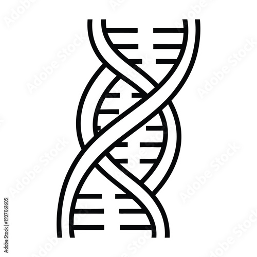 Double helix dna structure illustration in minimalist black and white design modern flat style genetic research concept