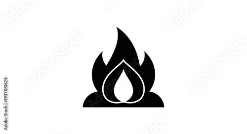 Black and white flame icon