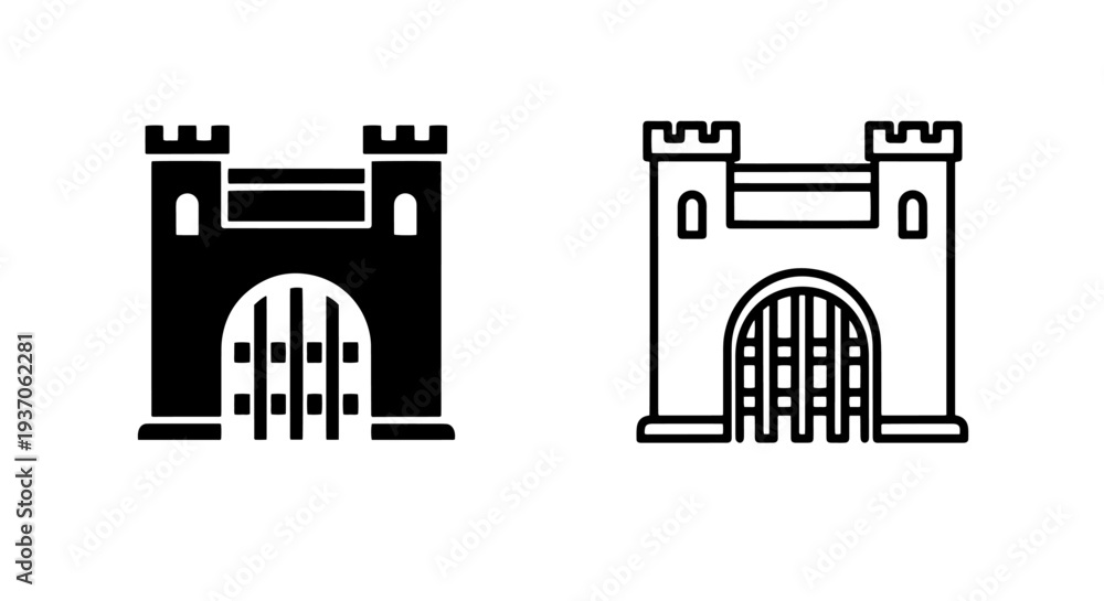 Fototapeta premium Castle Gate Icon: Fortress, History, Architecture, Medieval, Entrance