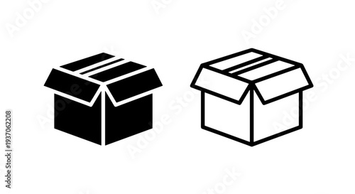 Opened Cardboard Box Icon: Shipping, Delivery, Packaging, Logistics, Storage