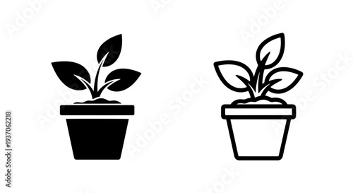 Potted Plant Icon: Growth, Gardening, Nature, Seedling, Houseplant