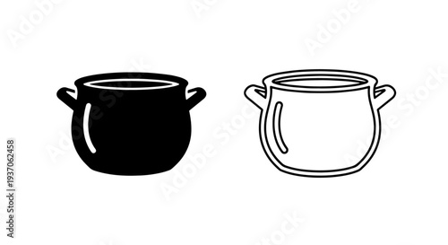 Pot Icon, Cooking Pot Symbol with Handles