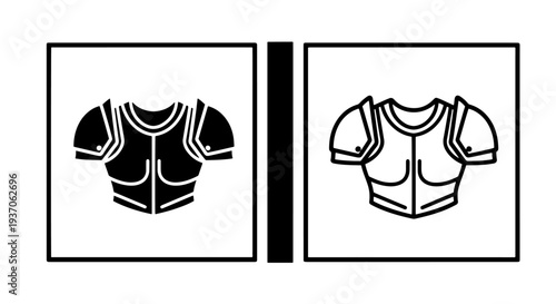Knight Armor Torso Icon Set in Square Frame