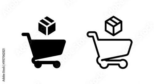 Shopping Cart with Box Icon - Online Shopping and Delivery
