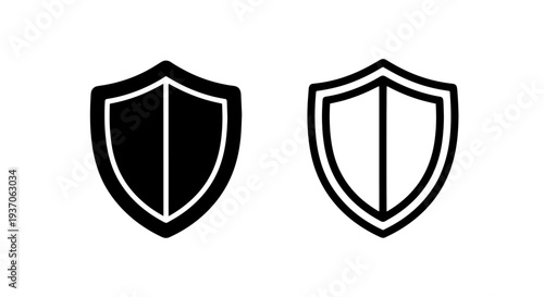 Shield Icon Set, Security Protection Symbol, Safety Guard Vector Graphic