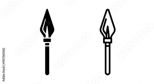 Spearhead Icon, Ancient Weapon Symbol, Primitive Tool Graphic