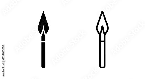 Torch Icon, Fire Symbol, Light Source Graphic Vector