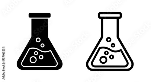 Chemical Flask Icon: Science Experiment and Research