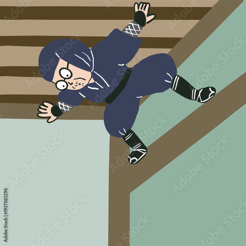 天井の術で天井に張り付く忍者1