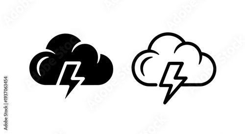 Cloud with lightning bolt icon, concept of storm, energy, or weather alert