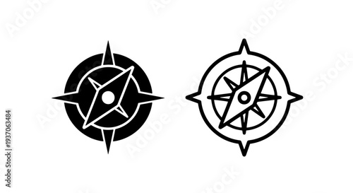 Compass and Star Icons: Navigation, Direction, Guidance, Travel, Orientation