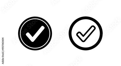 Green Check Mark in Circle Icons: Solid and Outline, Vote