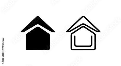 House icon pointing up, solid and outline for home or growth