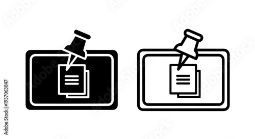 Sticky Note Icons with Push Pin, Task Management and Reminder