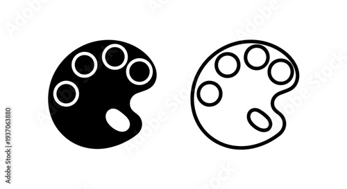 Artist Paint Palette Icon with Color Wells for Creative Design