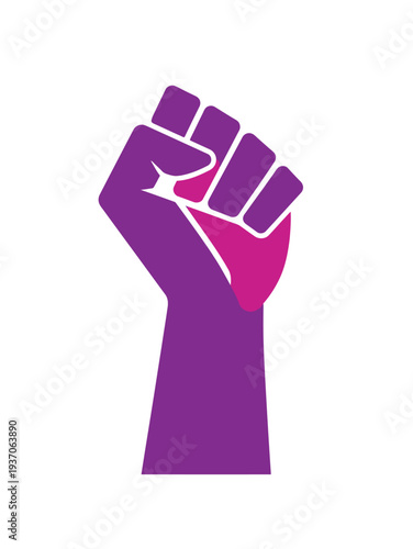 Illustration of a purple and pink raised fist, symbolizing empowerment and the fight for equality, perfect for International Women's Day