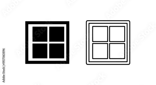 Window Pane Icon Set, Four Panes for Architecture and Design