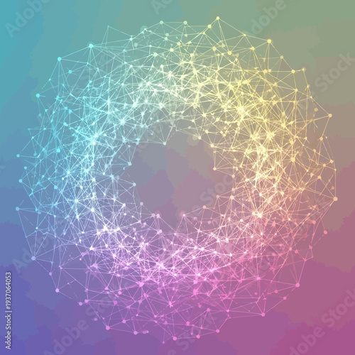 Vibrant network connections concept with gradient background.