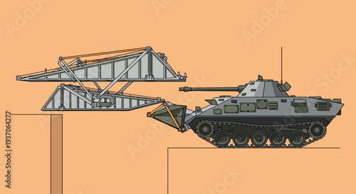 Military Tank with Exploded View Diagram.