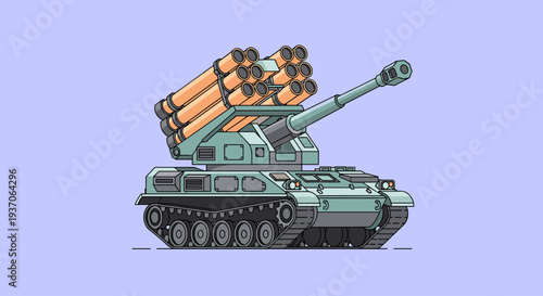 Multiple Rocket Launcher System on Tank.