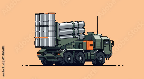 Military Missile Launcher Vehicle Illustration.