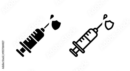 Vaccine Protection Syringe with Shield and Drop Icon Vector