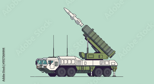 Military Missile Launcher Vehicle Illustration.