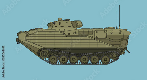 Military Tank Vehicle Illustration.