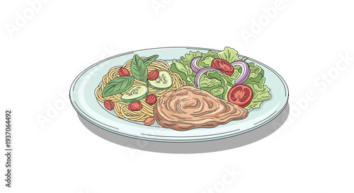 Delicious plate of food with salad.