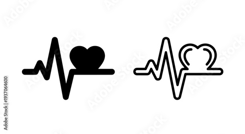Heartbeat Line and Heart Icon for Medical and Health Concepts
