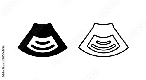 Ultrasound Transducer Scan View with Sound Waves Icon