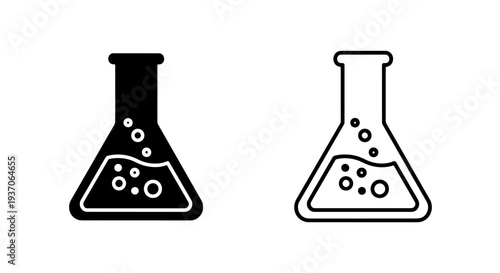 Chemistry Laboratory Erlenmeyer Flask with Bubbling Liquid Icon