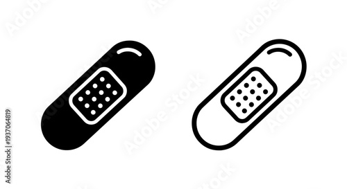Dotted Bandage Icon Set: Medical Plaster First Aid Symbol Vector Graphic