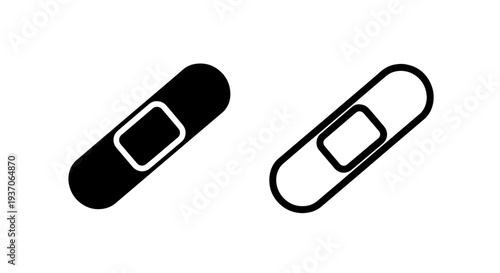 Rounded Bandage Icon Set: Medical Plaster First Aid Symbol Vector Graphic