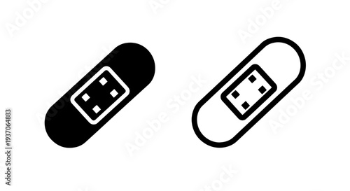 Square Pattern Bandage Icon Set: Medical Plaster First Aid Symbol Vector Graphic