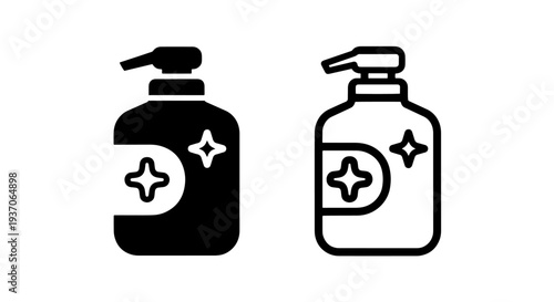Sanitizer Dispenser Bottle Icon Set: Hand Washing Cleanliness Symbol Vector