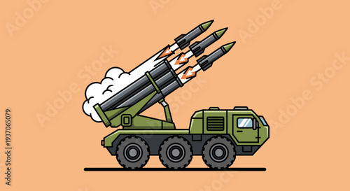 Military Missile Launcher Truck Armed Vehicle.