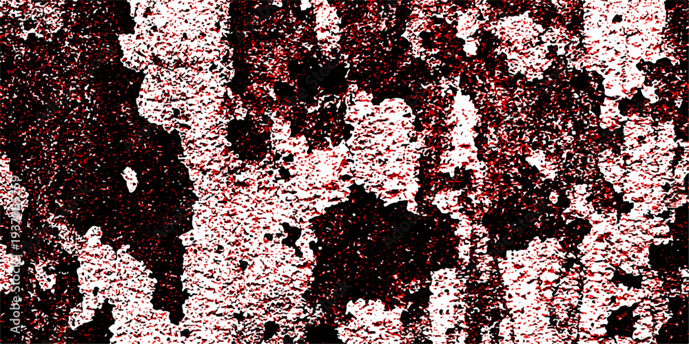 Fototapeta premium Red color paint cracks background, Weathered rustic surface, Dry leak paint backdrop. Abstract textured background with glowing white outlines and dark purple. Brown and dark gray rough grainy stone a