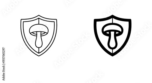 Mushroom Shield Icon - Nature Protection and Organic Safety Symbol