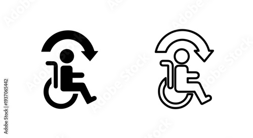 Wheelchair User with Circular Arrow Icon for Accessibility & Inclusion