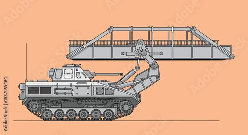 Military Tank with Mechanical Arm Attachment.