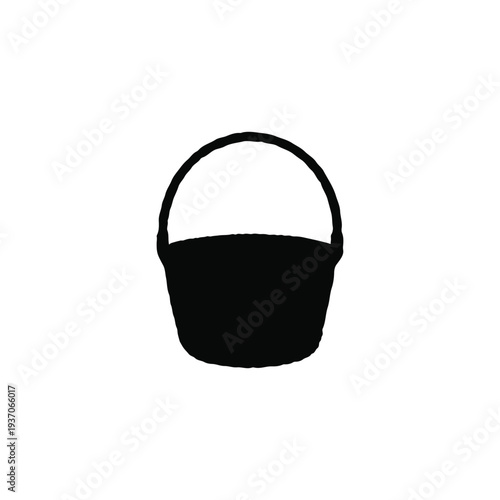 Empty wicker basket  silhouette vector flat illustration design.