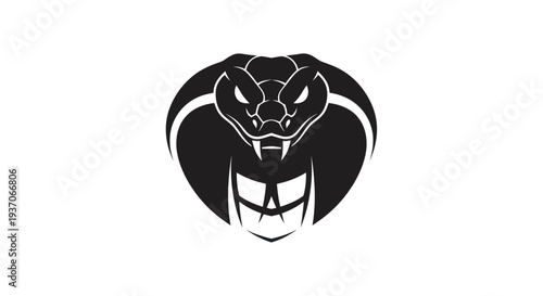 Black cobra head silhouette on white
