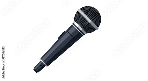 A sleek dark grey dynamic microphone with a silver grille.